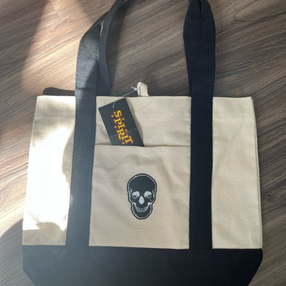 Spirit Black and Cream Tote with Skull Design